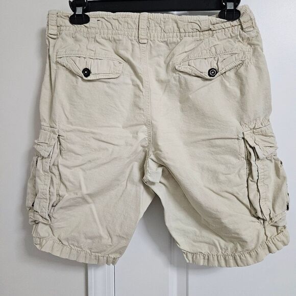 American Eagle Cargo Classic Fit Shorts Men's 32 Ivory 10" Inseam Casual Preppy - Picture 9 of 9